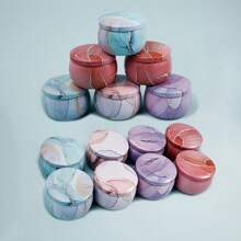 Juego de 46 piezas para hacer velas - Latas de metal con patrones de 2.5 Oz con tapas, incluye 6 recipientes vacíos, mechas, soportes de mechas - Ideal para manualidades DIY, almacenamiento de artículos pequeños, regalo perfecto para entusiastas de la fabricación de velas para , Pascua, Navidad, Halloween, Día de San Valentín