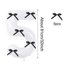 Globos de números de 32 pulgadas de 0 a 9 en blanco con lazo negro, globo de números digital para decoraciones de fiestas de cumpleaños, suministros de celebración, globo de número de helio de foil para bodas y aniversarios