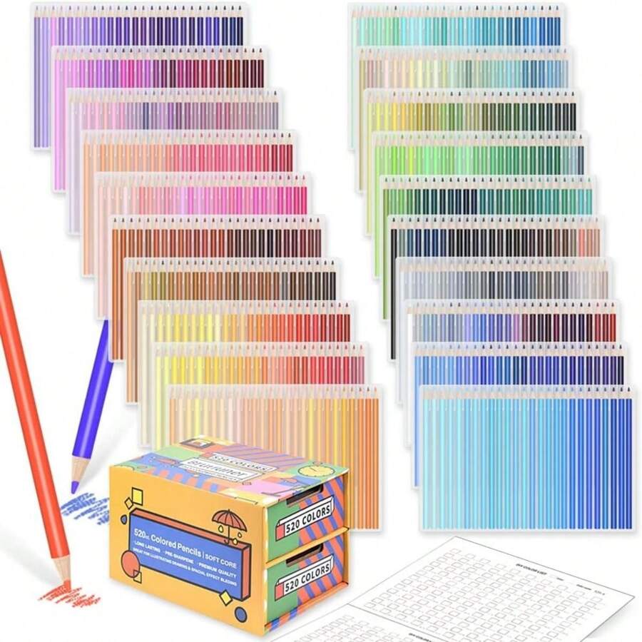 Brutfuner 520 Colored Pencils 520 Vibrant Colors No Duplicates