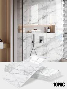 10 件/1.8 平方米大理石剥离粘贴防水墙板（覆盖面积 19.4 平方英尺） - 耐热防溅瓷砖，PVC 墙板，适用于厨房、浴室、客厅、卧室和电视墙（非真瓷砖） - 彩色 - 查看 16