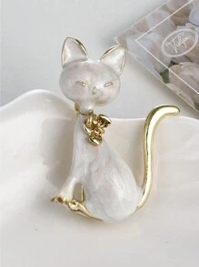 1pc Cute Cartoon Animal Cat Shaped Enamel Pin, Fashion Creative Brooch Accessories, Included Shipping
