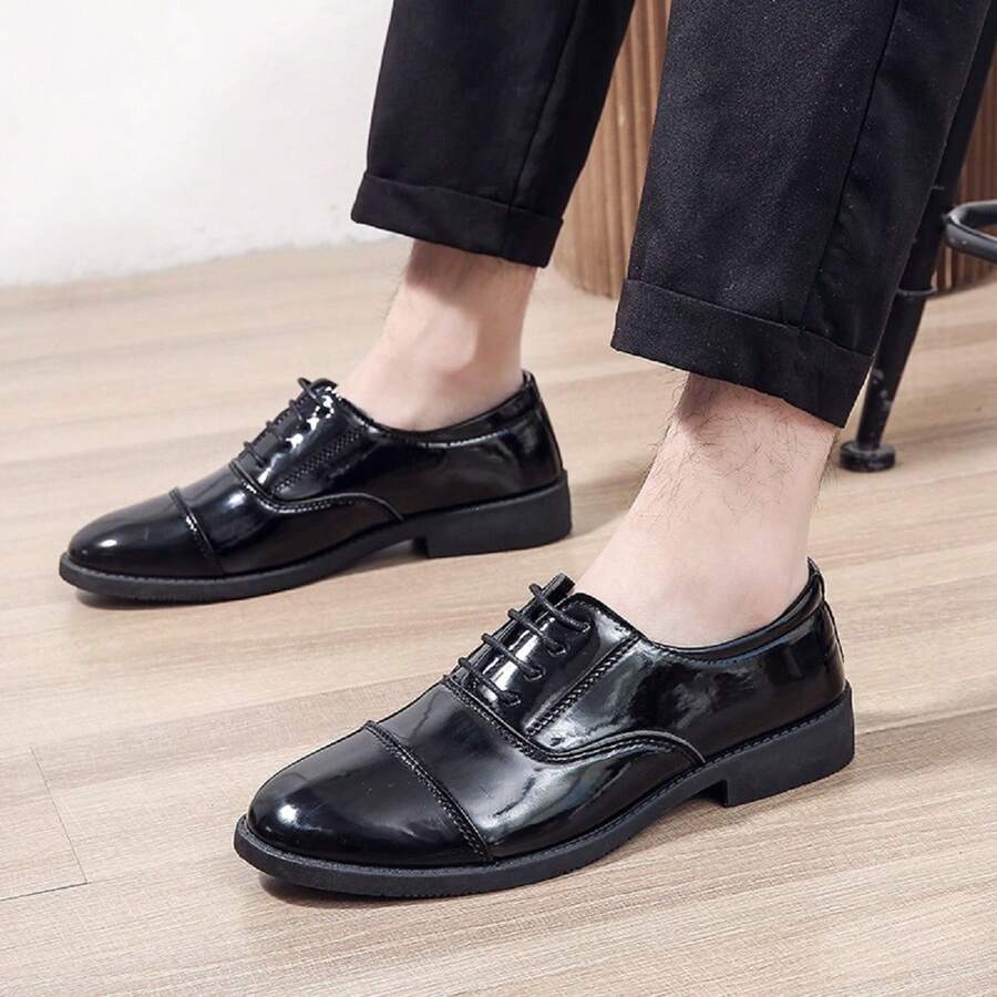 Giày lười da mờ cho nam, màu trơn, nhẹ, giày thuyền thường ngày, giày đi hàng ngày, giày lái xe chống trượt - màu đen - Xem 1