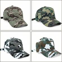 Camouflage Cap Curved Brim Airsoft Tactical Military Jungle Adjustable Unisex Police Army Camo - 數碼棕 - 查看 3