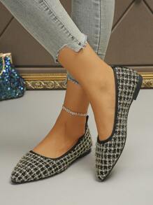 Scarpe piatte da donna con nuovo motivo a quadri, moda punta affusolata, suola morbida, senza lacci, adatte per pendolarismo e uso casual, progettate appositamente per le donne