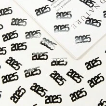 15g 2025 Szczęśliwego Nowego Roku Konfetti Eleganckie Czarne Złote Srebrne Konfetti Kolor Wesoła Atmosfera Imprezy Dekoracje Na Święta