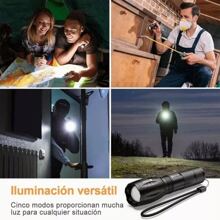 5/4/3pza Lampara Tactica Recargable Led 2000l Linterna Lateral Color de la linterna Negro,3 modos de iluminación, estiramiento y enfoque frontal y posterior, con cable USB y caja de plástico,fácil de transportar e imprescindible para la iluminación exterio,Lámpara Militar para Acampar, Defensa Personal, Pedir Ayuda - Negro - Ver 10