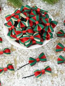 10 chiếc nơ Giáng sinh cây thông Noel tự làm mũ đội đầu kẹp tóc màu ngẫu nhiên viền vàng phụ kiện nơ quà tặng tốt nhất - nhiều màu - Xem 7