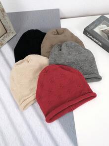 1 chiếc mũ len đan mềm mại ấm áp kiểu Nhật cho nữ màu trơn có dây rút viền, thích hợp cho các buổi đi chơi mùa thu/đông và chụp ảnh tự sướng - màu đặc - Xem 12