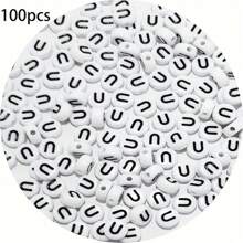 Acrylic Letter Beads Jewelry Making Kit - 100/200/300/500/800/1000/2000pcs, Bohemian Style DIY Bracelets, Necklaces, Keychains With Letter Charms, DIY Craft Supplies - Mixed Hollow Letter Beads With Game & Friendship Themes - Black and White - View 15