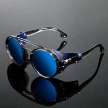 Gafas de estilo vintage de moda Steampunk resistentes al viento para montañismo, con montura redonda, gafas retro para hombres y mujeres con gafas laterales, ideales para ciclismo, motociclismo, y actividades al aire libre como la playa, vacaciones y viajes. (Estuche de gafas no incluido)