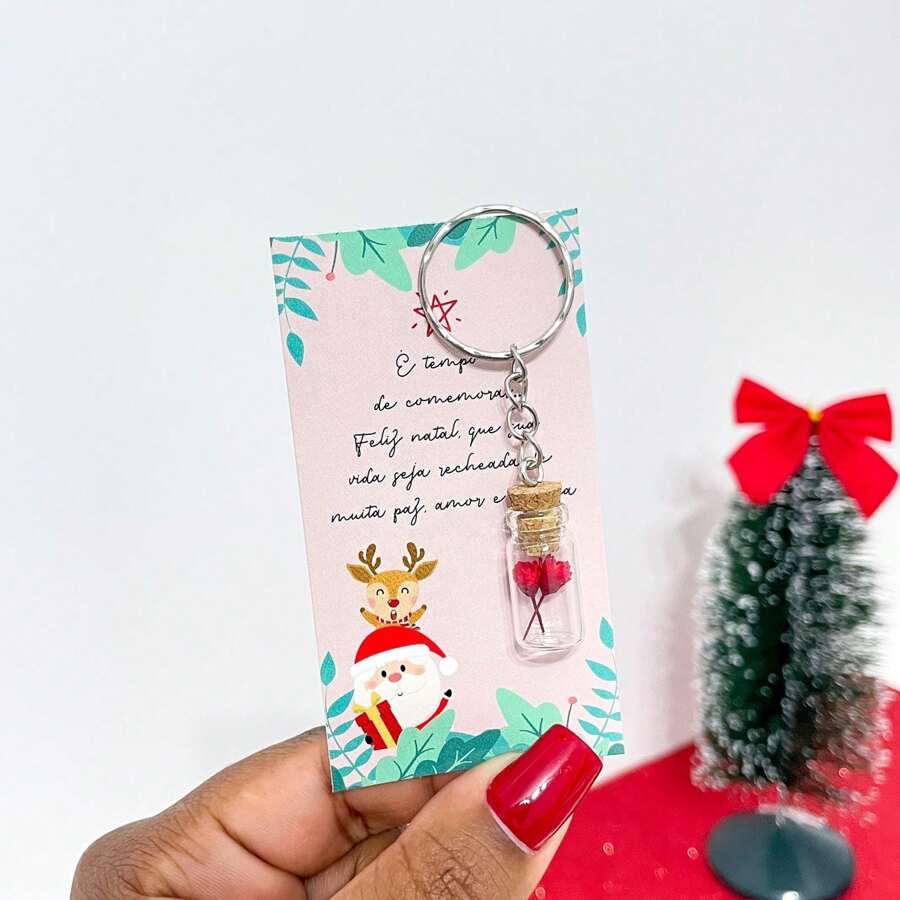 10 Cards + Bottle Keychain - Christmas Gift - Christmas Gift - Đỏ - Xem 1