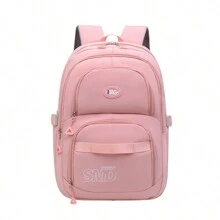 Women's Waterproof Nylon School Backpack With Anti-Theft Pouch On Backpack Back - 淺粉色 - 查看 3