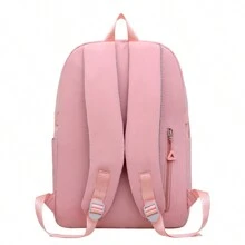 Women's Waterproof Nylon School Backpack With Anti-Theft Pouch On Backpack Back - 淺粉色 - 查看 5