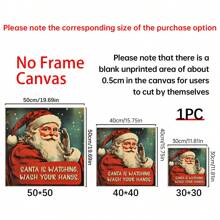 1pc Biển gỗ cổ điển "Ông già Noel vui nhộn đang theo dõi" - Trang trí phòng tắm mộc mạc cho gia đình & quán cà phê, Tranh tường bằng vải canvas, Quà tặng Giáng sinh Lễ Tạ ơn - Nhiều màu - Xem 3
