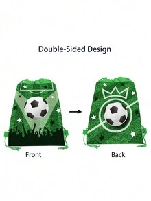 1 件足球抽绳派对袋，足球礼品糖果零食袋，适合生日派对的足球派对礼品袋，足球主题装饰 - 彩色 - 查看 5