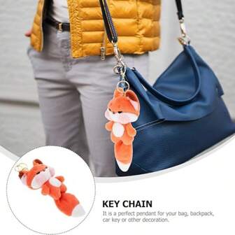 毛绒狐狸吊坠毛绒玩具，可爱的狐狸形汽车钥匙扣吊坠 - 色彩缤纷、时尚的背包配件 - 送给朋友和家人的有趣礼物