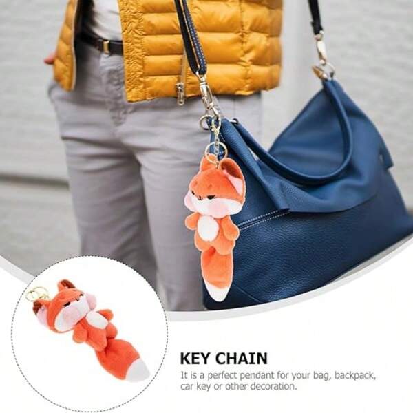 Colgante de zorro de peluche, llavero de coche con forma de zorro, accesorio de mochila colorido y moderno, regalos divertidos para amigos y familiares