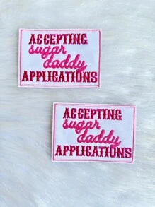 Miếng vá thêu sắt phong cách màu hồng dễ thương, miếng vá chữ thiết kế hợp thời trang cho mũ lưỡi trai, quần áo, quần jean, áo khoác, ba lô - Miếng vá trang trí có câu nói - Nhiều màu - Xem 12