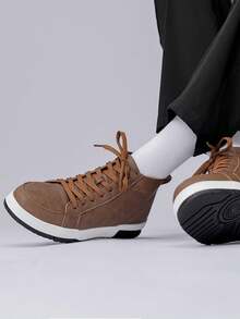 Giày bốt đi tuyết mùa đông ấm áp cho nam, giày bốt da cao cổ chống thấm nước, giày bốt cổ ngắn chống trượt ngoài trời thường ngày, giày bốt đi xe máy thời trang đường phố - màu nâu - Xem 4