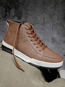 Giày bốt đi tuyết mùa đông ấm áp cho nam, giày bốt da cao cổ chống thấm nước, giày bốt cổ ngắn chống trượt ngoài trời thường ngày, giày bốt đi xe máy thời trang đường phố - màu nâu - Xem 5