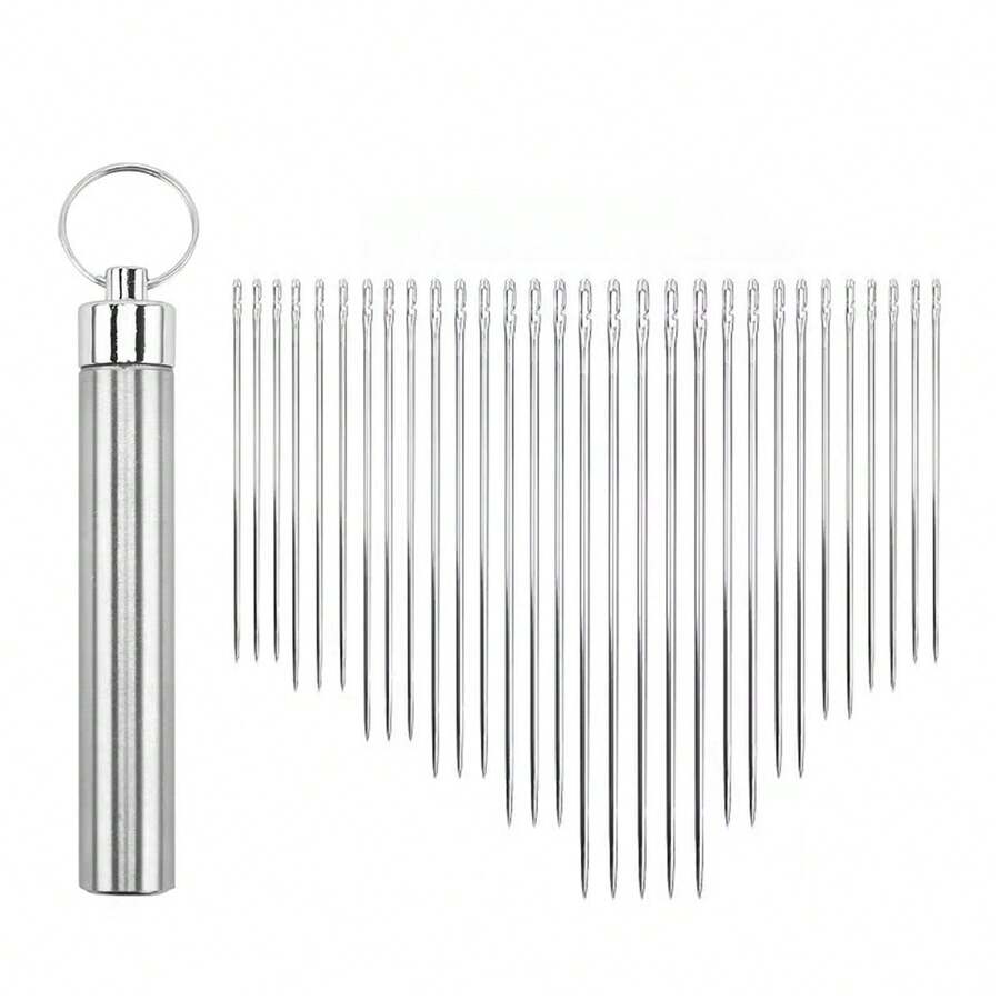 30Pcs SelfThreading Needle Set With Wooden Storage Case Easy Hand