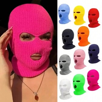 1 st Winter Warm Ski Face Mask, Unisex vindtätt ansiktsskydd för ridning, 3-håls stickad balaclava mössa, lämplig för skidsporter