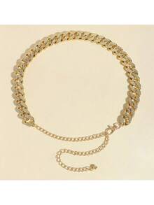 水钻镶嵌腰链闪亮金色银色金属肚链优雅身体首饰女士连衣裙腰带 - 優雅 - 查看 6