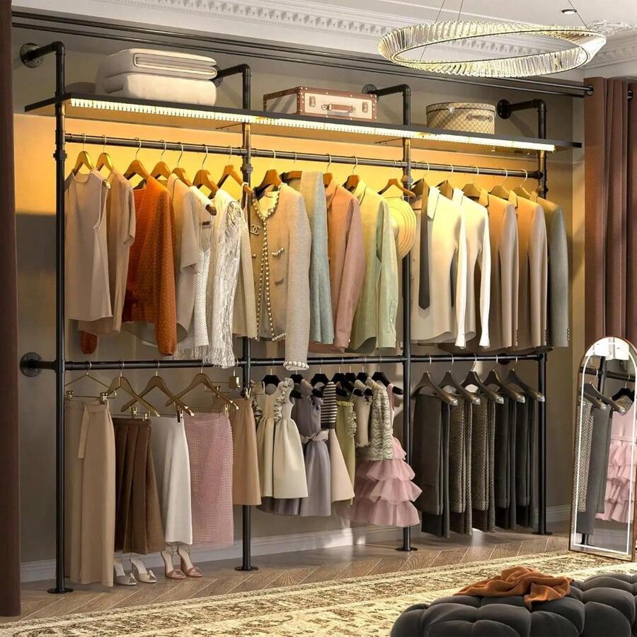 Estantería industrial Aheaplus para ropa, de 118,3 pulgadas, reversible ...