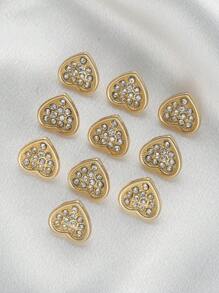 10 件/包时尚水晶水钻心形金属纽扣，多用途装饰，适用于女士上衣、衬衫、毛衣、连衣裙、外套、DIY 珠宝、配饰 - 彩色 - 查看 10