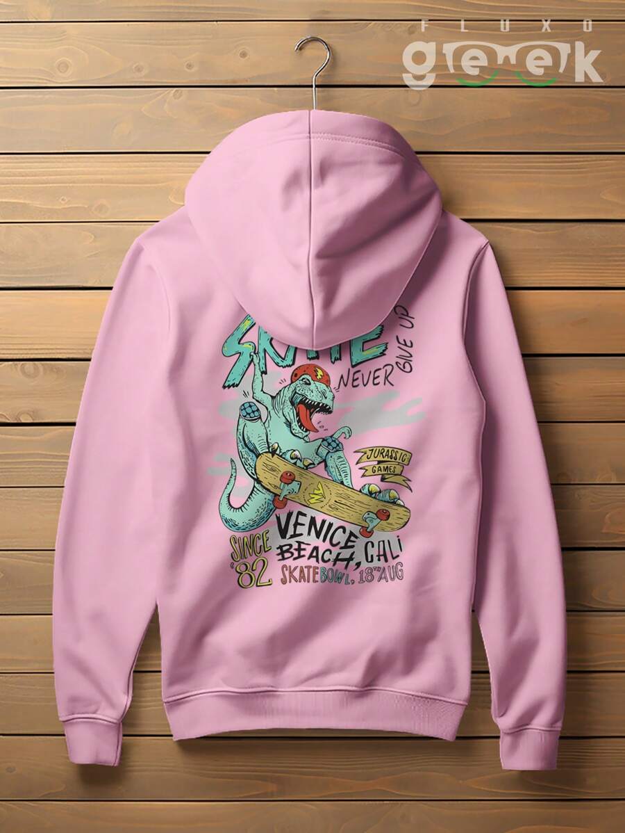 Sweatshirt Skate Skater T Rex Rock Streetwaer Track Over Never CANGURU 2534 GEEK FLUX - 淺粉色 - 查看 1