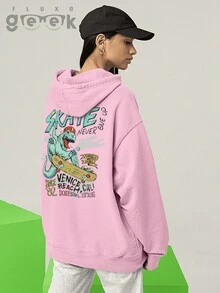 Sweatshirt Skate Skater T Rex Rock Streetwaer Track Over Never CANGURU 2534 GEEK FLUX - 淺粉色 - 查看 7