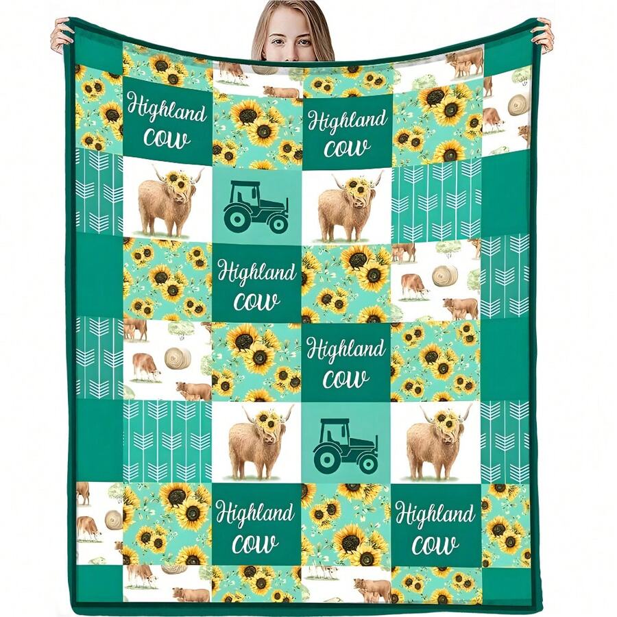 1 chiếc chăn Highlandwool, chăn vải nỉ hoa hướng dương, chăn mùa thu ấm áp thoải mái, chăn kỷ niệm khoảnh khắc đáng nhớ, quà tặng sinh nhật, quà tặng giáng sinh, quà tặng cho gia đình và bạn bè, thích hợp cho phòng ngủ, văn phòng, giường, ghế sofa, ghế bành, dùng để ngủ trưa, cắm trại, du lịch - Nhiều màu - Xem 1