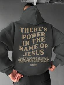 Jesus Creative Print Men's Long Sleeve Hoodie Sweatshirt, Versatile For Sports, Commuting And Daily Wear, Spring/Autumn - Dark Grey - View 1