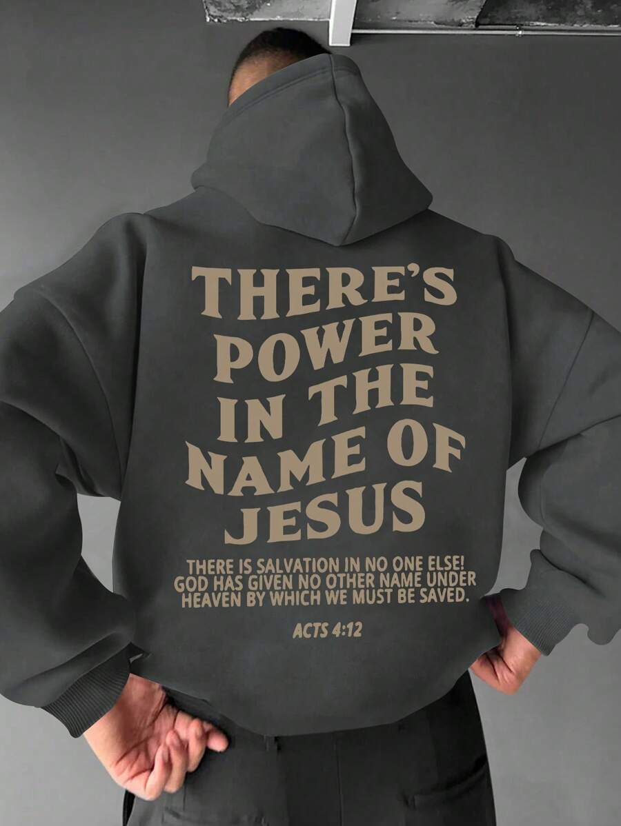 Jesus Creative Print Men's Long Sleeve Hoodie Sweatshirt, Versatile For Sports, Commuting And Daily Wear, Spring/Autumn - Dark Grey - View 1