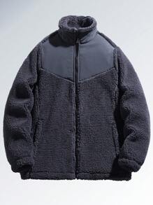 1 chiếc áo khoác lông cừu ngoài trời dành cho nữ, áo hoodie thường ngày lót lông cừu ấm áp, mùa thu/đông - Xám - Xem 1