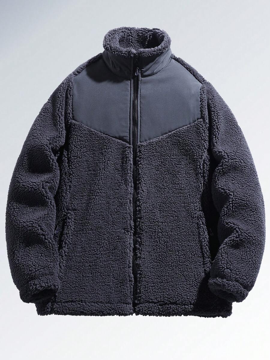 1 chiếc áo khoác lông cừu ngoài trời dành cho nữ, áo hoodie thường ngày lót lông cừu ấm áp, mùa thu/đông - Xám - Xem 1