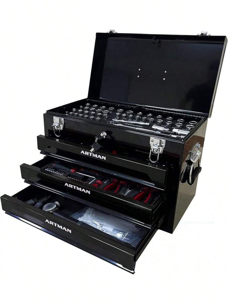 Tool Box Including 439 Pieces Of Mechanics Tool Kit, 4Drawer High