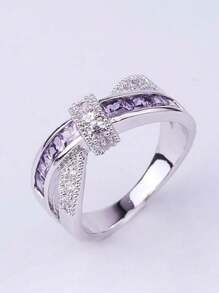 1 pièce Bague en argent sterling 925 de luxe avec zirconium cubique. Bijoux de mariage pour femmes, bijouterie fine