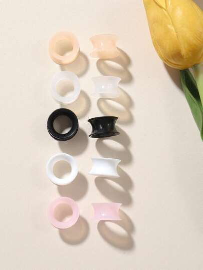 10pcs 9mm Ultra-Thin Silicone Flared Ear Gauges, Ear Stretching Jewelry Suitable For Daily Wear And Holiday Gifts