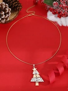 1pc Christmas Tree Pendant Necklace, Fashion Jewelry For Women, Party & Holiday Accessory