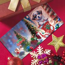 12 件钻石画套装：冬季仙境贺卡 - 雪景中的可爱小猫和小狗 - 非常适合圣诞节和新年祝福 - 彩色 - 查看 6