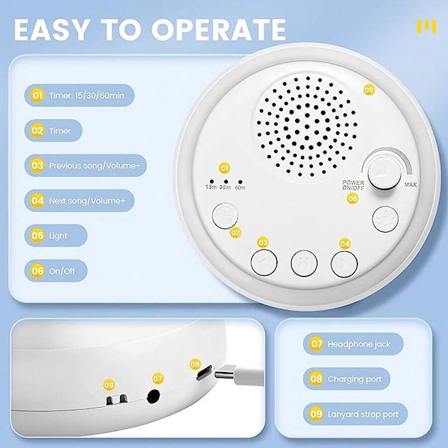 1 Pc White Noise Machine, Portable Sound Machine , Sleep Sound Machine