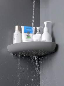 1pc Bathroom Corner Wall Mounted Shelf, Shower Caddy For Toilet Vanity Organizer, Drill-Free