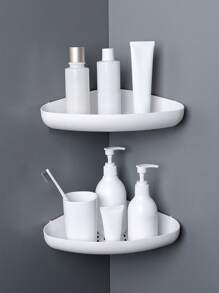 1pc Bathroom Corner Wall Mounted Shelf, Shower Caddy For Toilet Vanity Organizer, Drill-Free