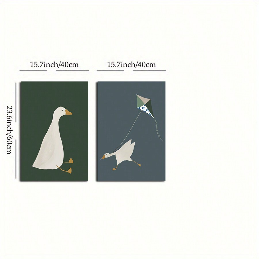 1/2pcs Silly Goose Prints Canvas Paintings Cute Goose Poster Farm