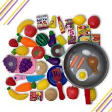 Velcro Fruit And Vegetable Cutting Board + Velcro Frying Pan Food Play Kitchen - trắng - Xem 3