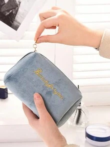 1 túi đựng mỹ phẩm nữ màu trơn phong cách Hàn Quốc túi đựng đồ trang điểm chống thấm nước thời trang túi đựng đồ trang điểm túi đựng đồ ăn trưa túi du lịch túi xách cho phụ nữ - Nhiều màu - Xem 5