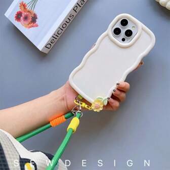 1 件可拆卸可调节时尚花朵装饰长手机挂绳，斜挎挂绳配件，适用于手机壳