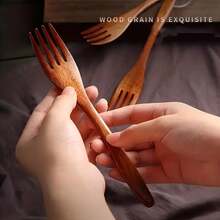 2 套高档木制水果和沙拉叉（长度：7.28 英寸），餐具甜点沙拉叉，耐用、质朴且符合人体工程学的设计，适合派对、自助餐和休闲餐 - 非常适合食客和家庭厨师，适合家庭使用家具厨房礼物 - 彩色 - 查看 6