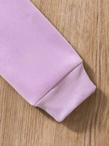 Tween Girl Letter Print Fleece Sweatshirt For Christmas - Purple - View 5